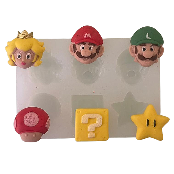 Molde de Silicone para apliques de Artesanato - Mario e Luigi