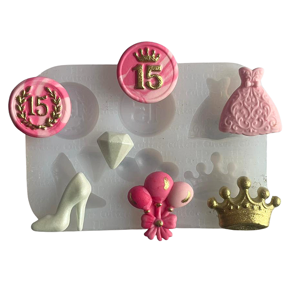 Molde de Silicone para apliques de Confeitaria - 15 anos