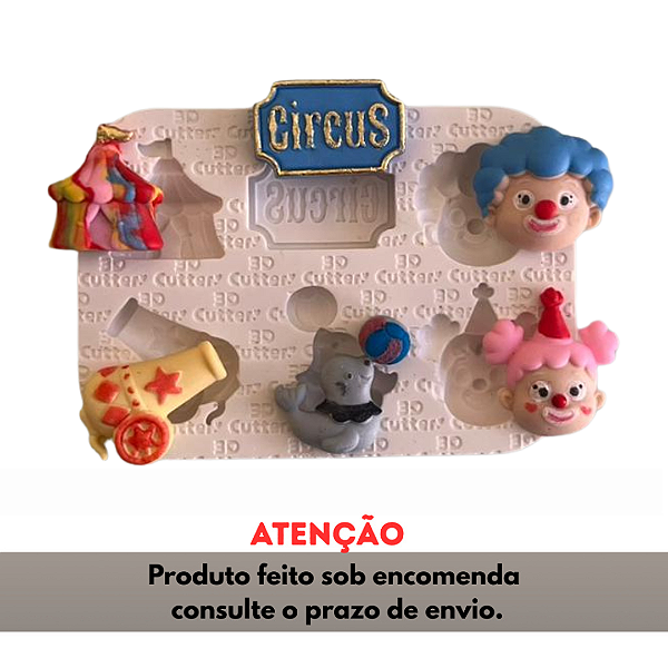 Molde de Silicone para apliques de Confeitaria - Circo