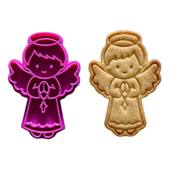 Cortador e Marcador para Biscoitos | Anjinho com Terço 5cm | Ideal para Massas, Pasta Americana e Biscuit