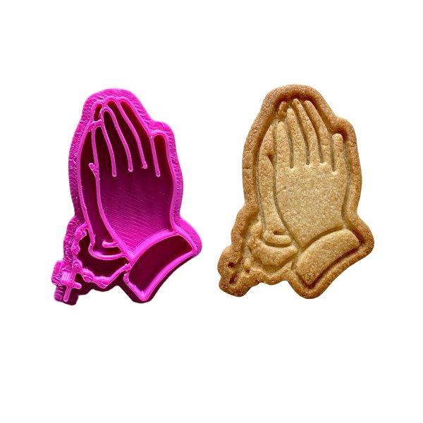 Cortador e Marcador para Biscoitos | Mãos Orando 5cm | Ideal para Massas, Pasta Americana e Biscuit
