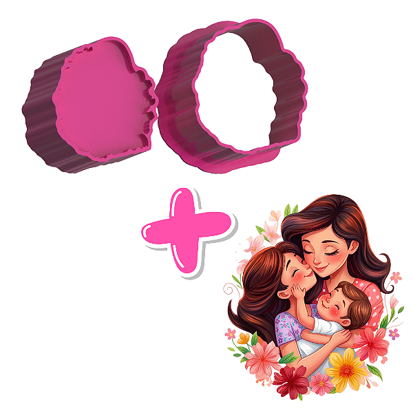 Mãe e Filhos e Apliques de Papel de Arroz (Dia das Mães) - Ejetor Modelador para Brigadeiros