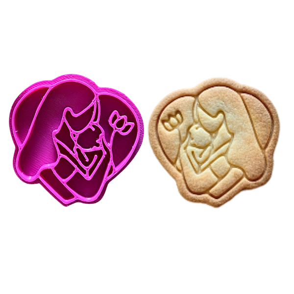 Cortador e Marcador para Biscoitos | Mãe e Filho Coração - 5cm | Ideal para Massas, Pasta Americana e Biscuit