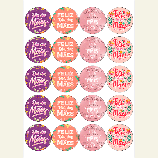 Papel de Arroz | Redondo | Dia das Mães - 5cm