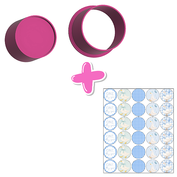 Ejetor Circulo e Apliques de Papel de Arroz Ganso Fofo - Ejetor Modelador para Brigadeiros