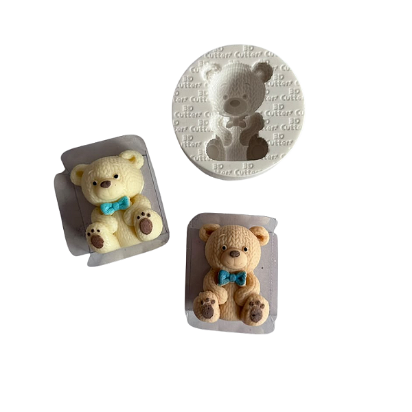Molde de Silicone para apliques de Confeitaria - Urso Tricô