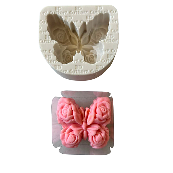 Molde de Silicone para apliques de Artesanato - Borboleta com Rosas