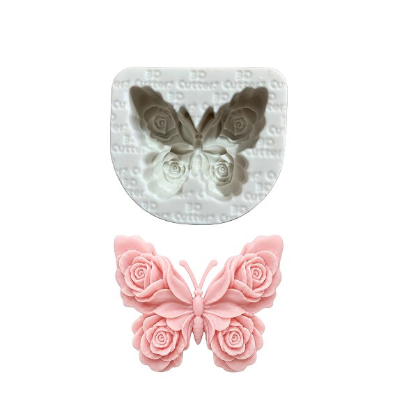 Molde de Silicone para apliques de Confeitaria - Borboleta com Rosas