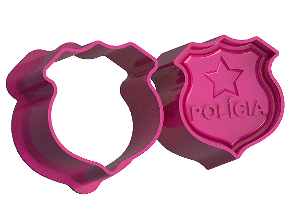 Ejetor Modelador para Brigadeiros - Brasão Policial - 2 Peças - 3,5 cm a 4 cm
