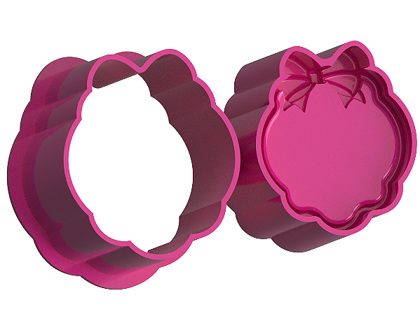 Ejetor Modelador para Brigadeiro - Moldura com Laço - 2 Peças - 3,5 cm x 4,00 cm (Aproximadamente)