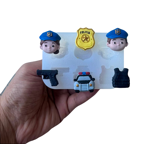 Molde de Silicone Atóxico para Confeitaria - Policial - 2 cm x 1,5 cm x 7 mm