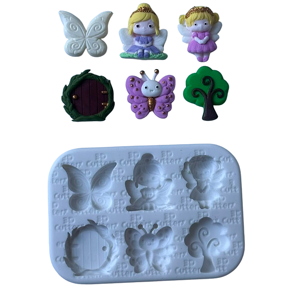 Molde de Silicone para Artesanato - Fadas - 2 cm x 1,5 cm x 7mm - Não Alimentício