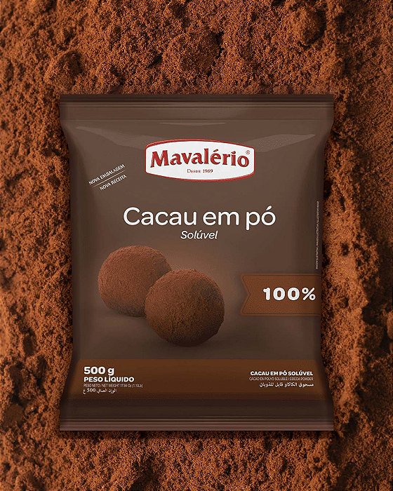Cacau em Pó 100% Solúvel Mavalério 180g – Intensidade e Cor para Confeitaria e Sobremesas