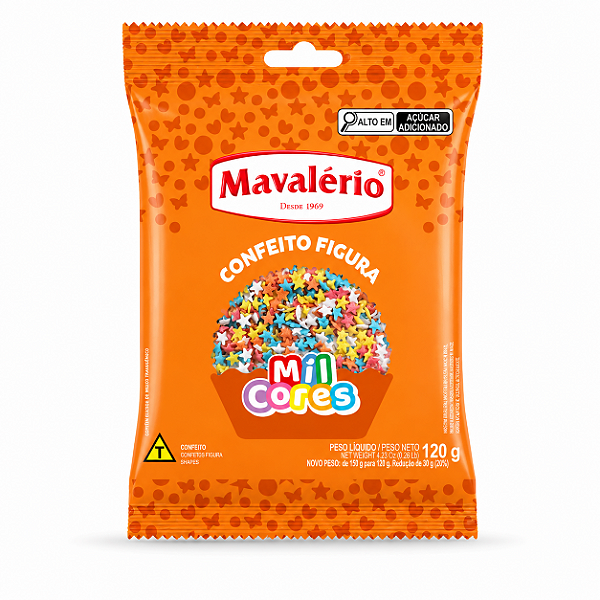 CONFEITO FIGURA ESTRELA MIL CORES MAVALÉRIO - 120g