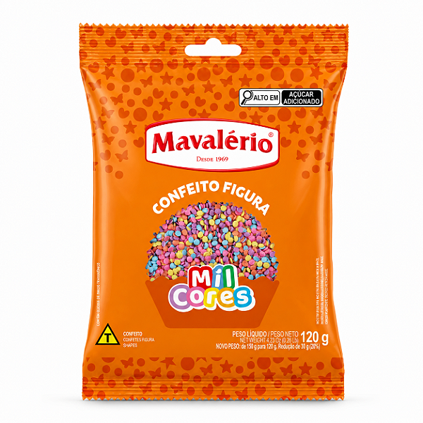 CONFEITO FIGURA CONFETE MIL CORES MAVALÉRIO - 120g