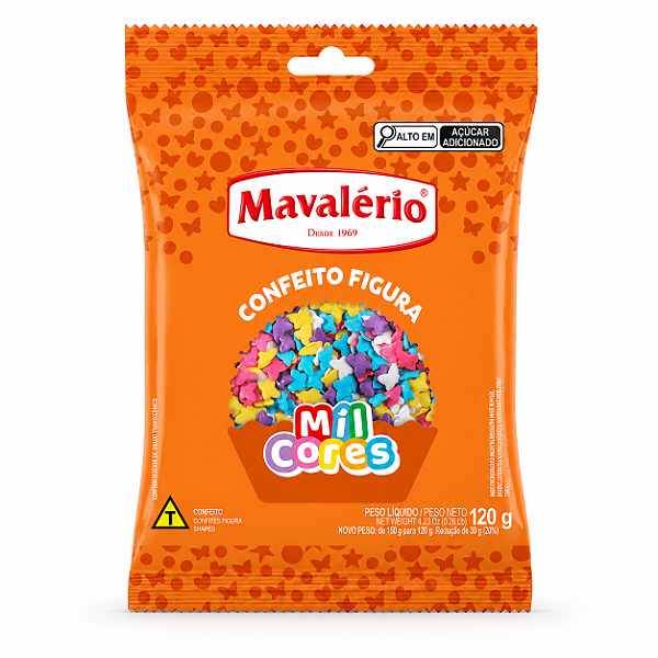 CONFEITO FIGURA BORBOLETA MIL CORES MAVALÉRIO - 120g