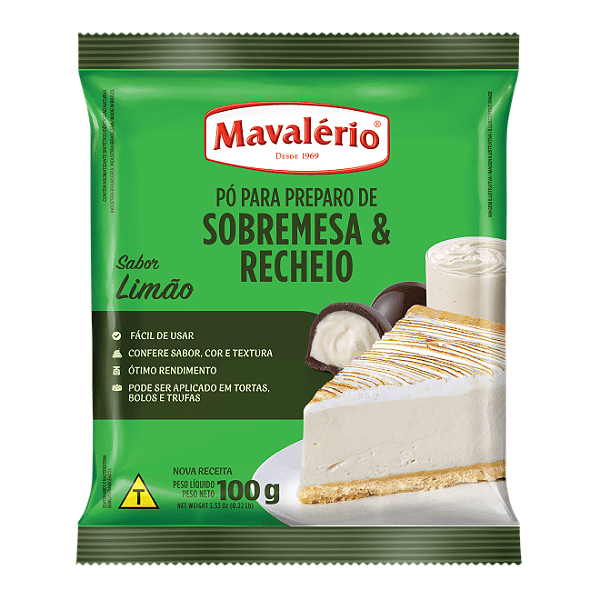 PÓ PARA PREPARO DE SOBREMESA SABOR LIMÃO MAVALÉRIO - 100g