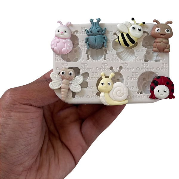 Molde de Silicone para apliques de Confeitaria - Insetos do Jardim