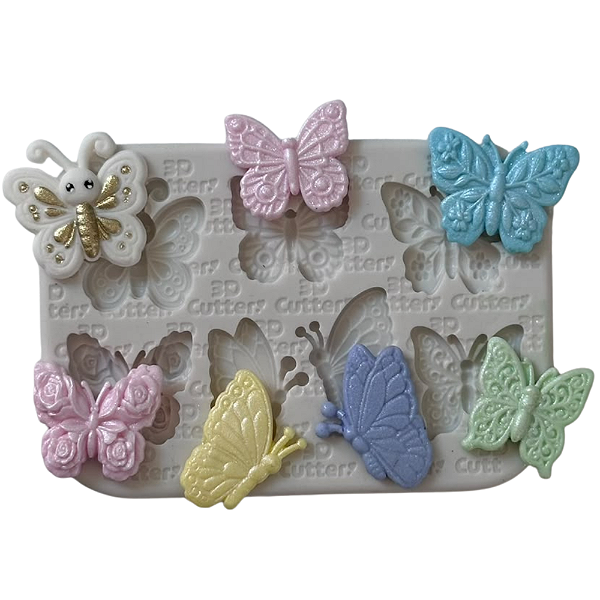 Molde de Silicone para apliques de Confeitaria - Borboletas 2