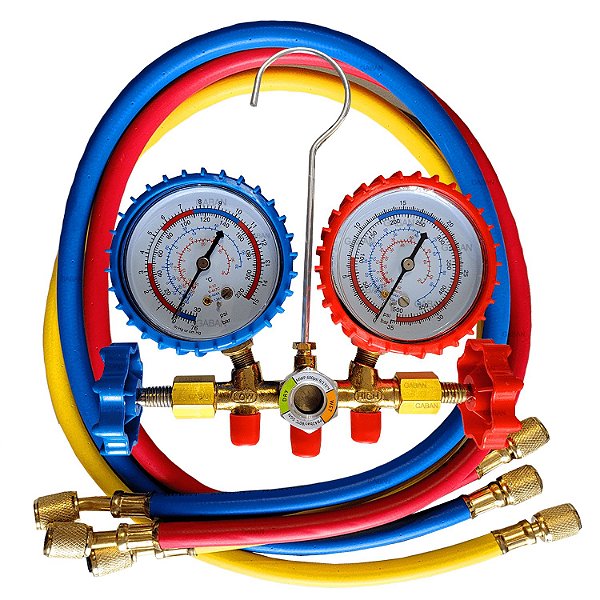 Kit Manifold Manômetro com mangueiras R22 /R134 /R404A