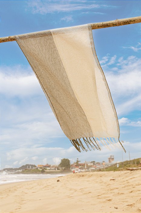 Mini pareô_echarpe Cru e Verde