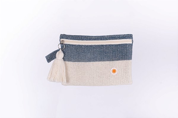 Carteira Tear Marinho Cru Horizontal