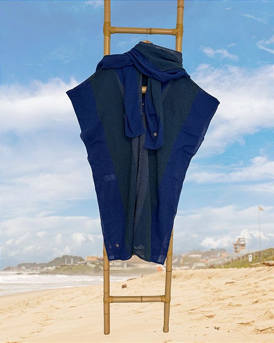 Kaftan Midi Tear Azul Royal,Bandeira e Caqui