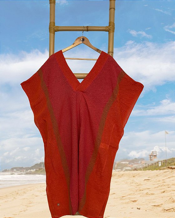 Kaftan Midi Tear Laranja e Pink