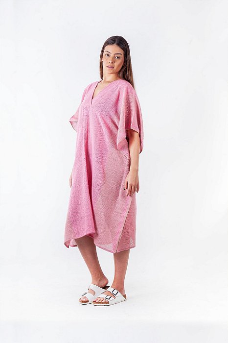 Kaftan MidiTear Rosa e Caqui