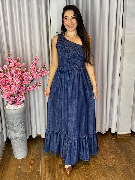 VESTIDO LONGO JEANS NULA MANGA