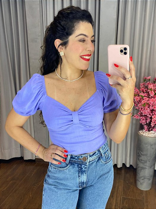 CROPPED MANGA PRINCESA DECOTE LAÇO