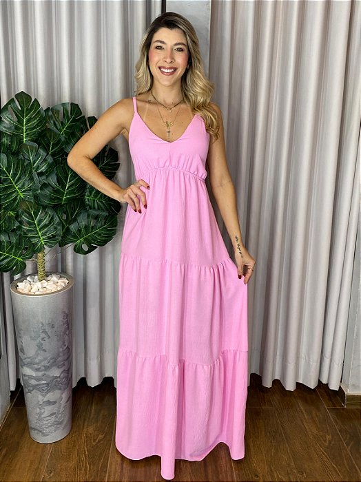 VESTIDO LONGO CREPE ALCINHA