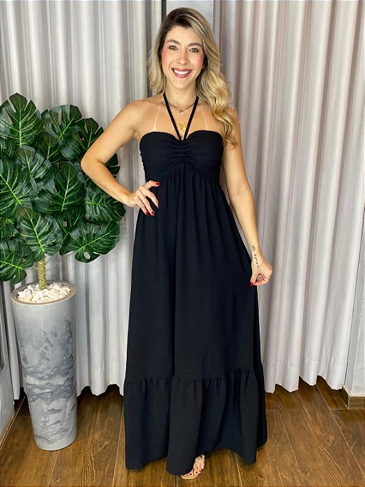 VESTIDO LONGO TOMARA QUE CAIA CREPE