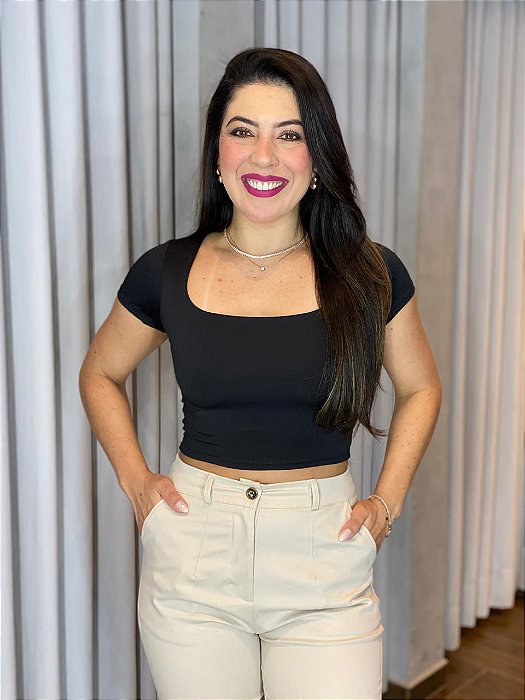 CROPPED POLIAMIDA COM MANGA