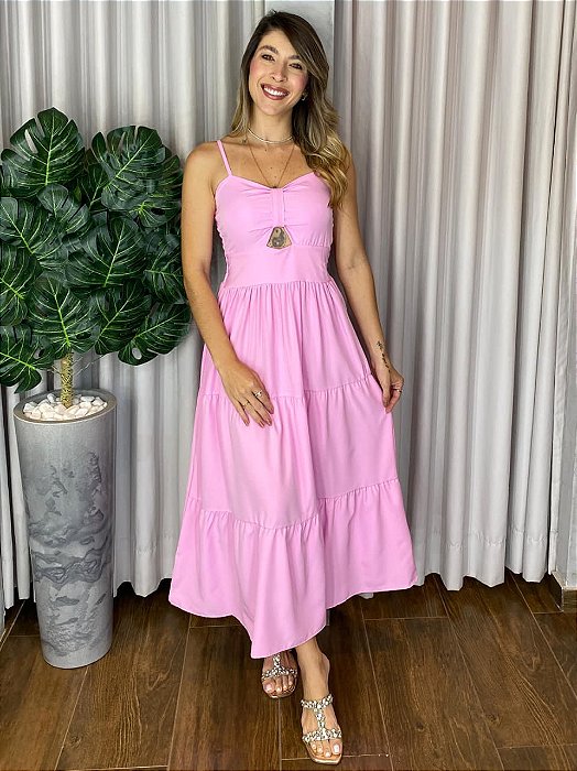 VESTIDO MIDI DECOTE LAÇO
