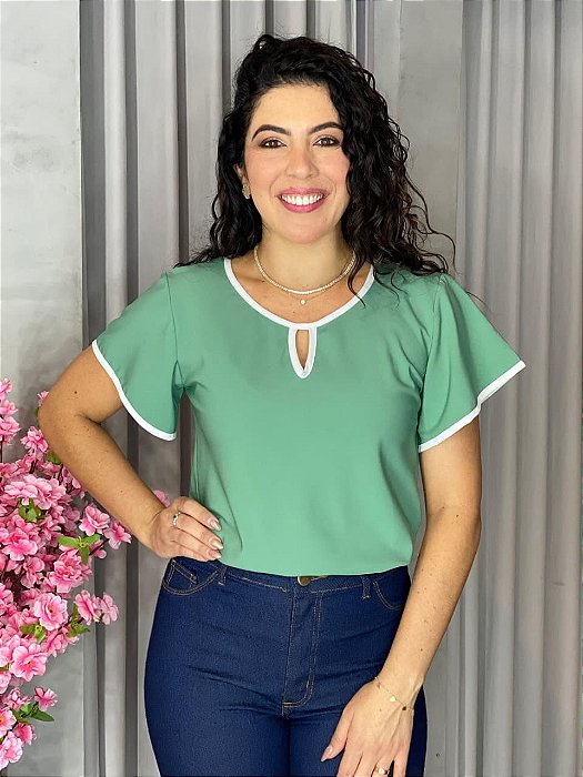 BLUSA COM MANGA BICOLOR