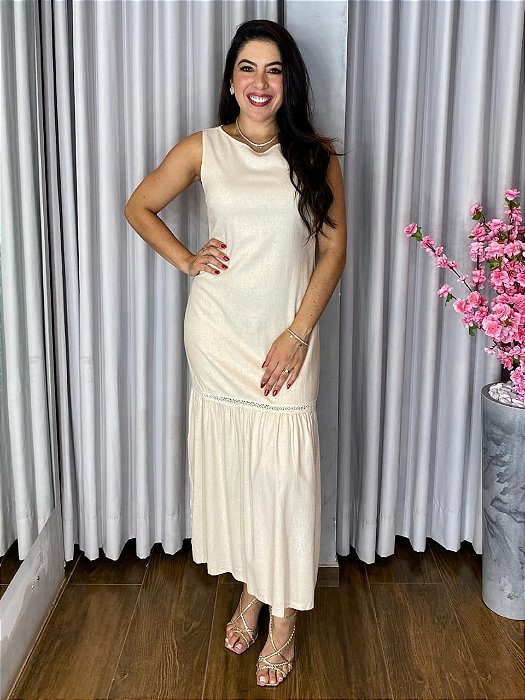 VESTIDO LONGUETE LINHO