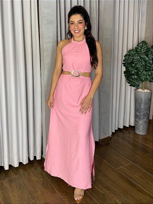 VESTIDO LONGO FIVELA