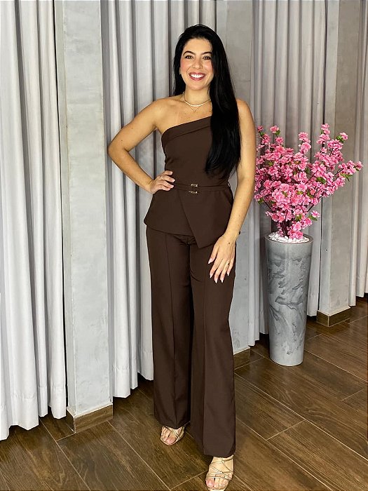 CONJUNTO CALÇA E BLUSA NULA MANGA ALFAIATARIA