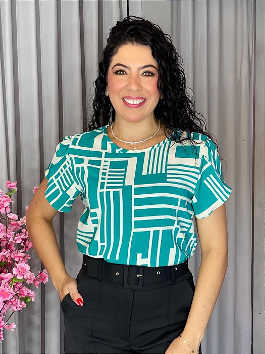 BLUSA ESTAMPA MANGA BABADO
