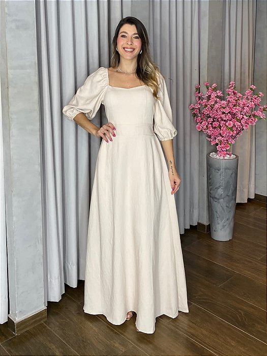 VESTIDO LONGO MANGA 3/4