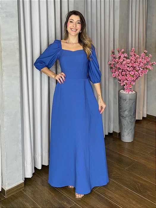 VESTIDO LONGO MANGA 3/4