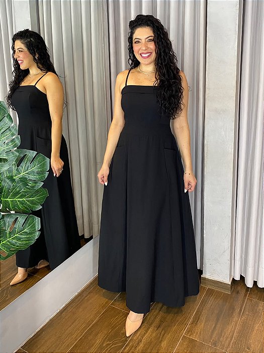 VESTIDO LONGO LINHO COM BOLSOS