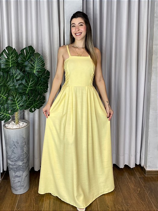 VESTIDO LONGO LATERAL DRAPEADA