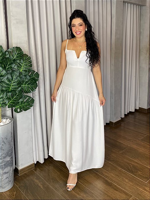 VESTIDO LONGO DETALHE EM V