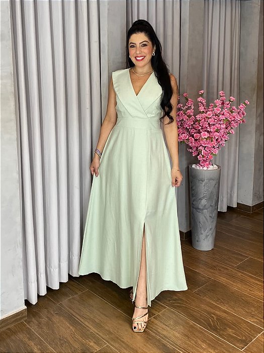 VESTIDO LONGO DECOTE V TRANSPASSADO