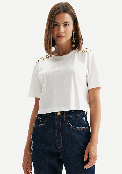 T-SHIRT LANÇA PERFUME  COM APLICAÇÕES