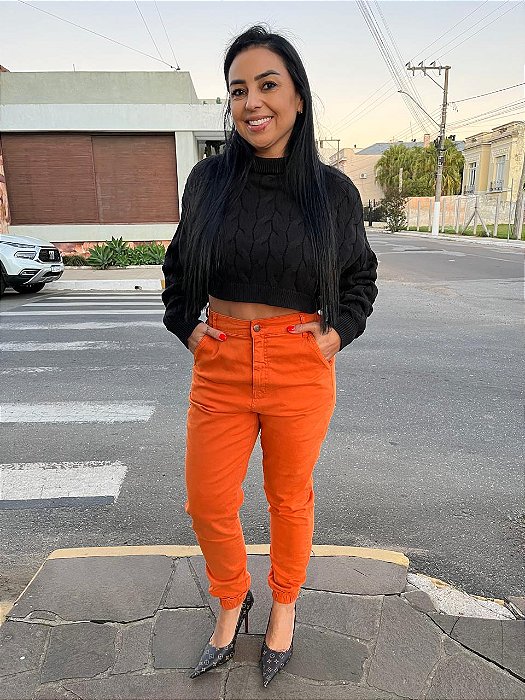 CALÇA LARANJA LEZ DE SARJA JOGGER LEZ A LEZ