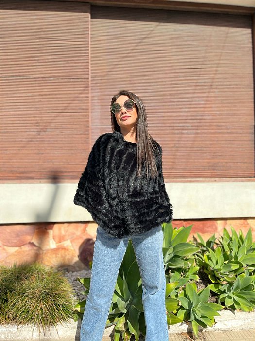 PONCHO DE PELE DE COELHO ALPELO