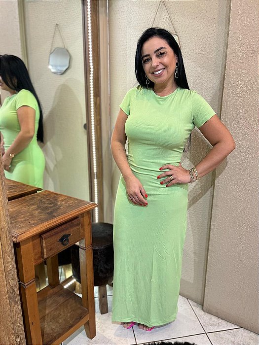 VESTIDO MIDI CANELADO MANGA CURTA LEZ A LEZ